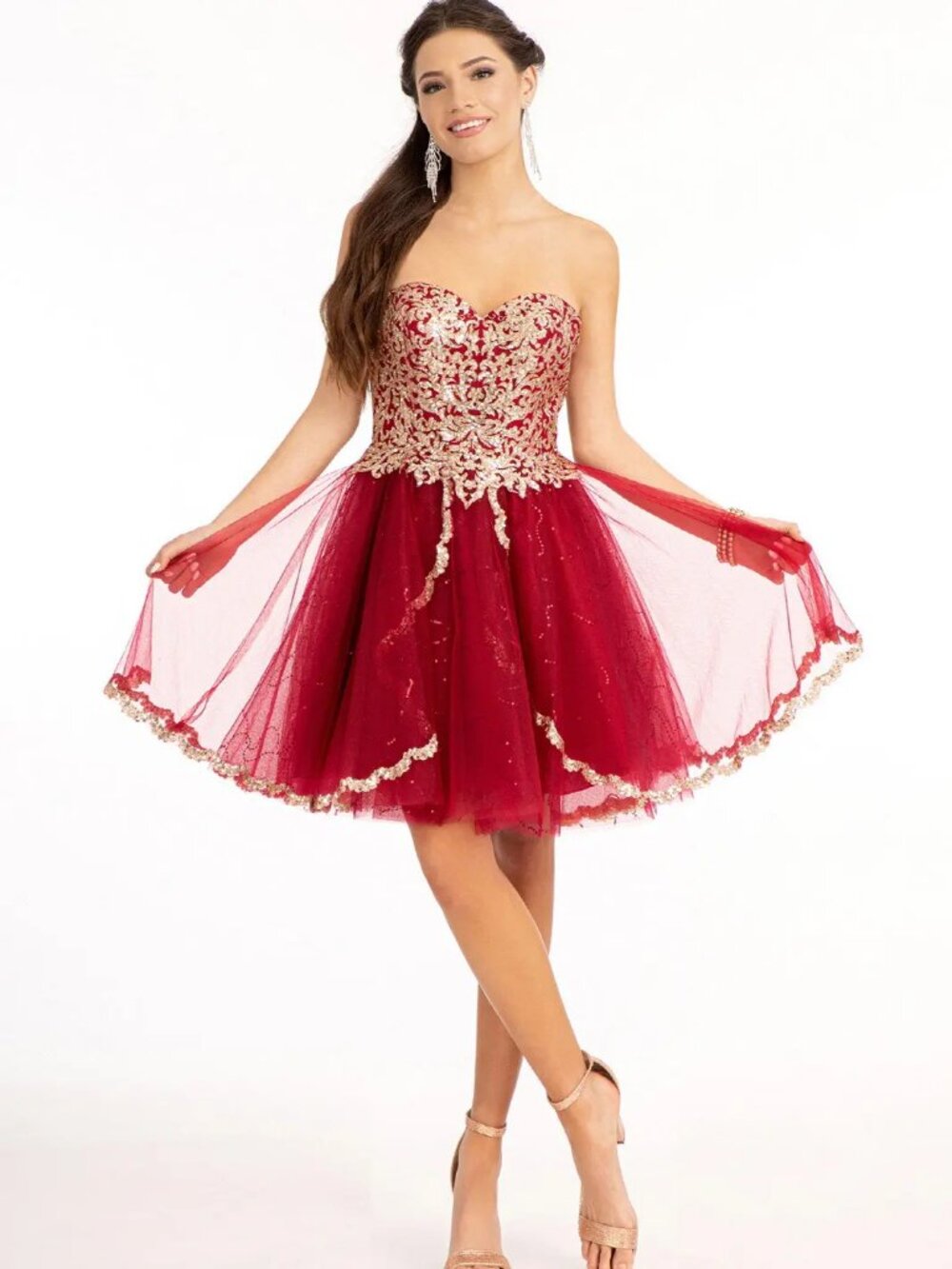 NEW BURGUNDY Lace & Sequin Sweetheart Cocktail Dress Embellished GS1980